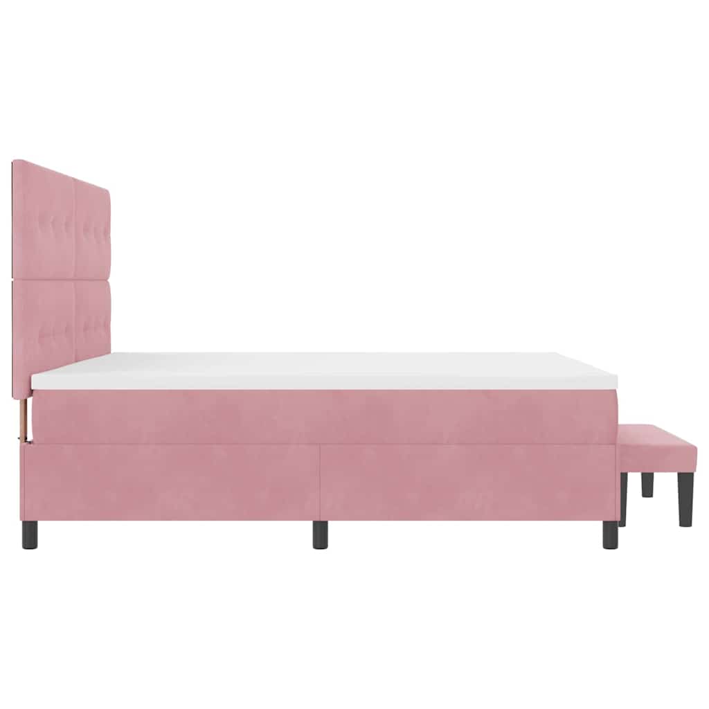 Letto a molle con testiera Rosa 200 x 200 cm Velluto | homemem39