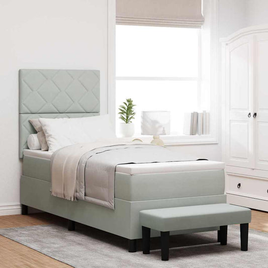 Letto a molle con materasso Grigio chiaro 80 x 200 cm Velluto - homemem39