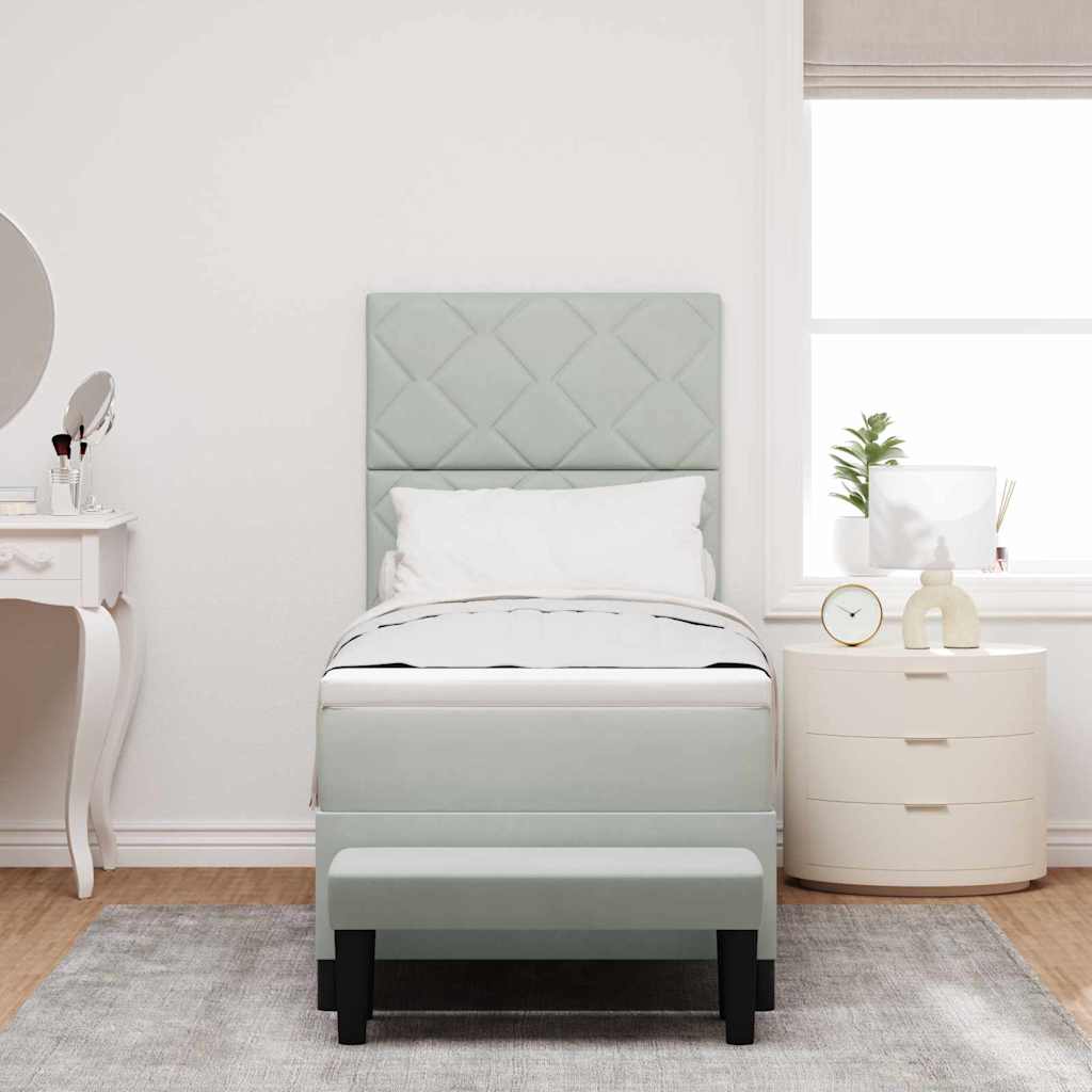 Letto a molle con materasso Grigio chiaro 80 x 200 cm Velluto - homemem39