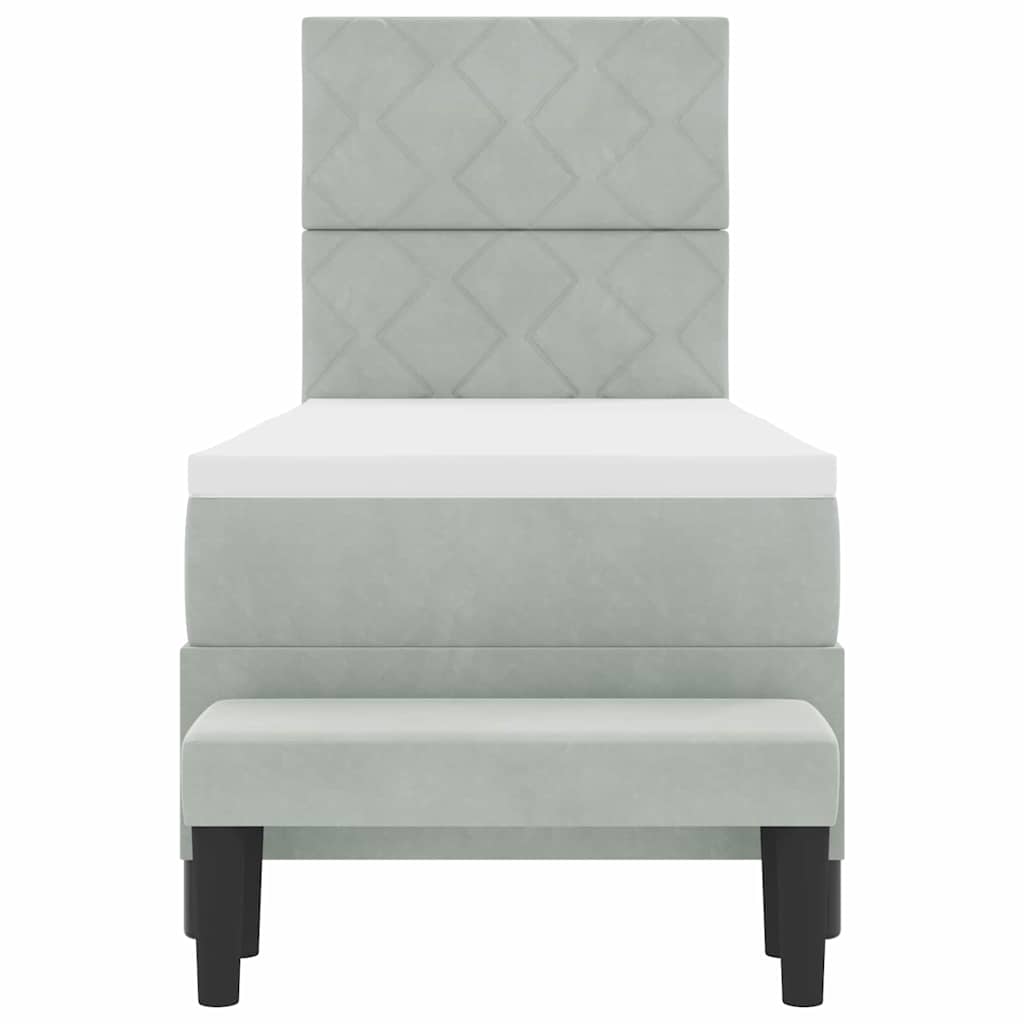 Letto a molle con materasso Grigio chiaro 80 x 200 cm Velluto - homemem39