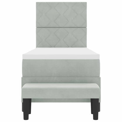 Letto a molle con materasso Grigio chiaro 80 x 200 cm Velluto - homemem39