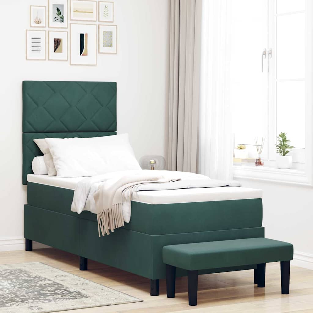 Letto a molle con testiera Verde scuro 200 x 80 cm Velluto | homemem39