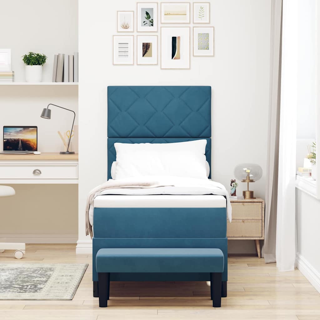 Letto a molle con testiera Blu scuro 200 x 80 cm Velluto | homemem39