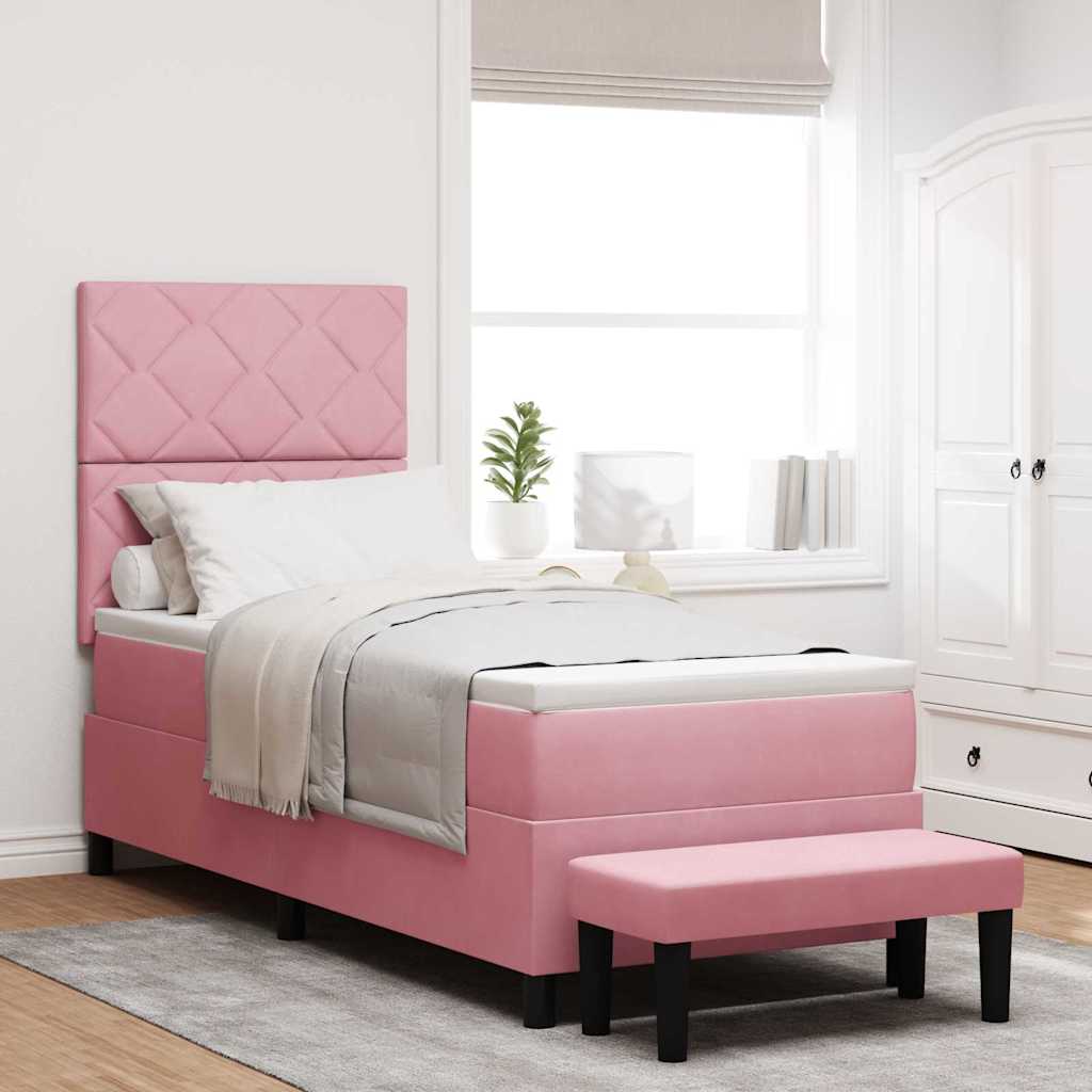 Letto a molle con testiera Rosa 200 x 80 cm Velluto | homemem39
