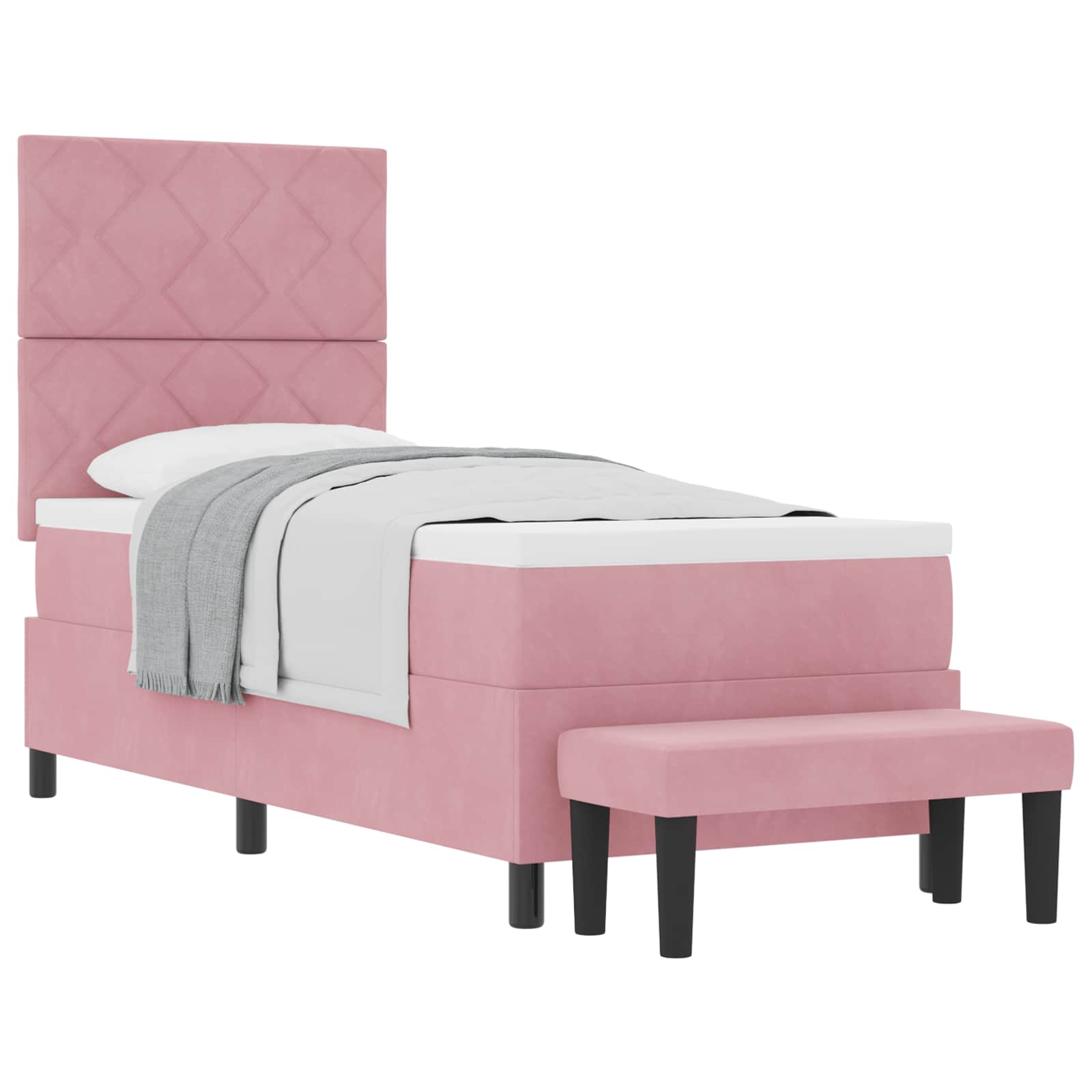 Letto a molle con testiera Rosa 200 x 80 cm Velluto | homemem39