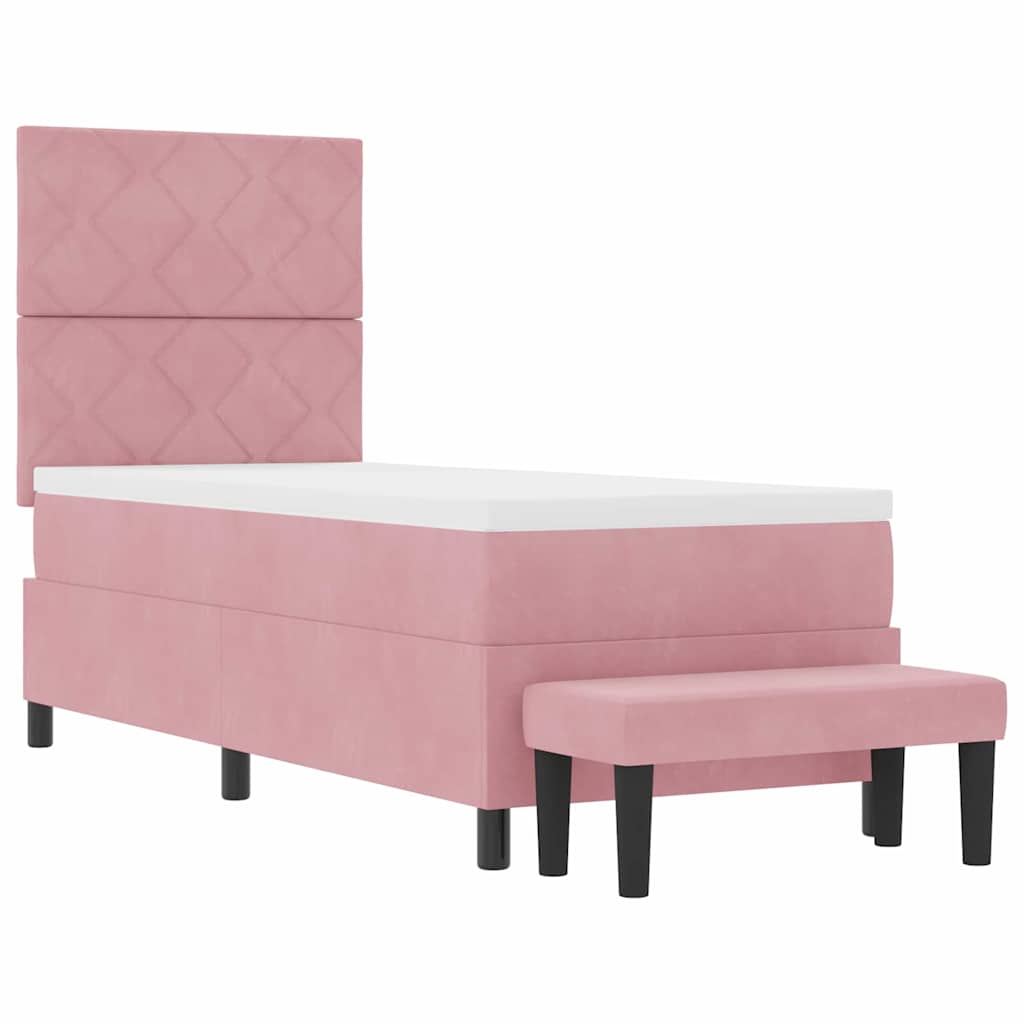 Letto a molle con testiera Rosa 200 x 80 cm Velluto | homemem39