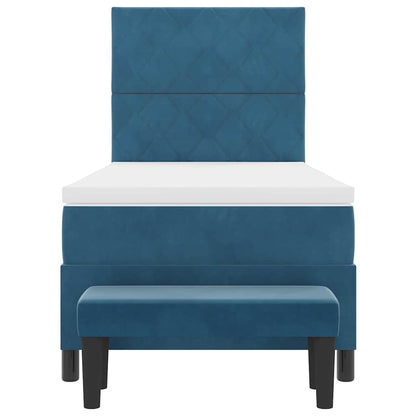 Letto a molle con testiera Blu scuro 200 x 90 cm Velluto | homemem39