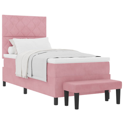 Letto a molle con testiera Rosa 200 x 90 cm Velluto | homemem39