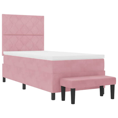 Letto a molle con testiera Rosa 200 x 90 cm Velluto | homemem39