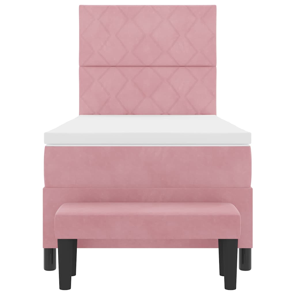 Letto a molle con testiera Rosa 200 x 90 cm Velluto | homemem39