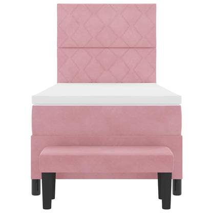 Letto a molle con testiera Rosa 200 x 90 cm Velluto | homemem39