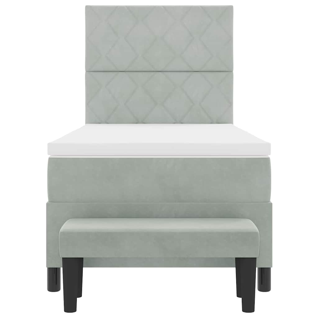 Letto a molle con materasso Grigio chiaro 100 x 200 cm Velluto - homemem39