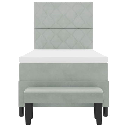 Letto a molle con materasso Grigio chiaro 100 x 200 cm Velluto - homemem39