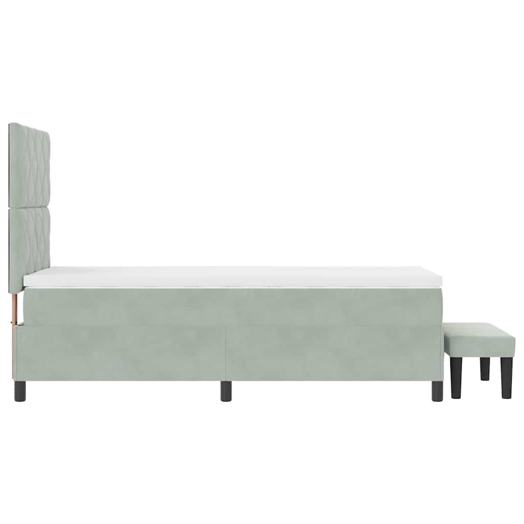 Letto a molle con materasso Grigio chiaro 100 x 200 cm Velluto - homemem39