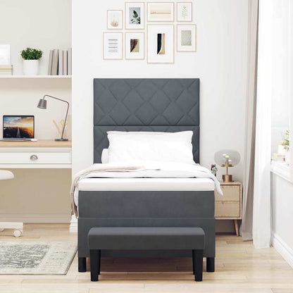 Letto a molle con materasso Grigio scuro 100 x 200 cm Velluto