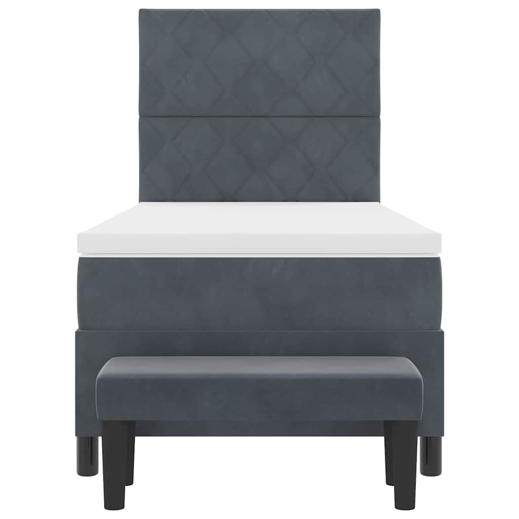 Letto a molle con materasso Grigio scuro 100 x 200 cm Velluto - homemem39