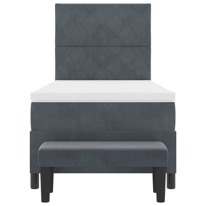 Letto a molle con materasso Grigio scuro 100 x 200 cm Velluto - homemem39