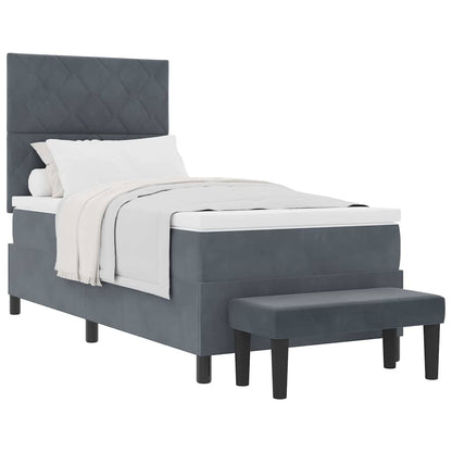 Letto a molle con materasso Grigio scuro 100 x 200 cm Velluto