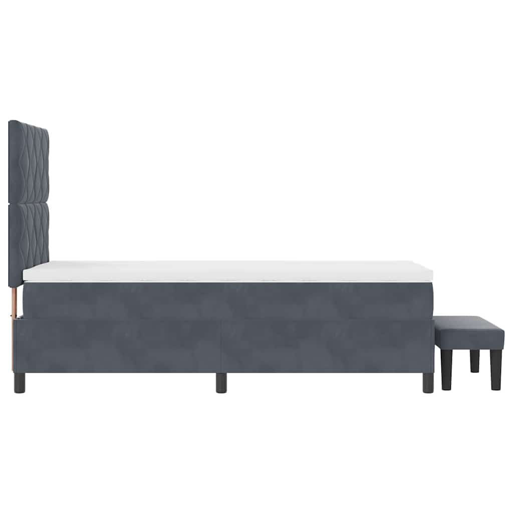 Letto a molle con materasso Grigio scuro 100 x 200 cm Velluto - homemem39