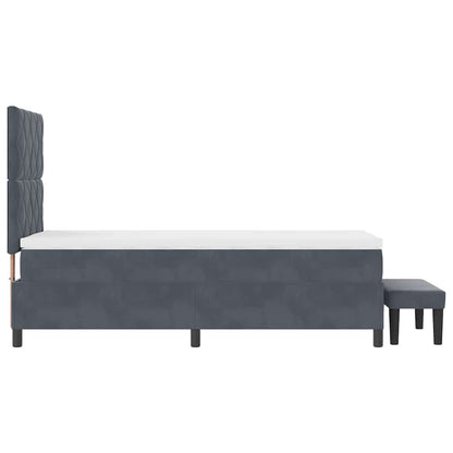 Letto a molle con materasso Grigio scuro 100 x 200 cm Velluto - homemem39