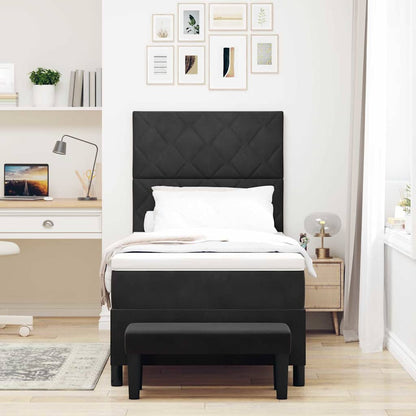 Letto a molle con materasso Nero 100 x 200 cm Velluto