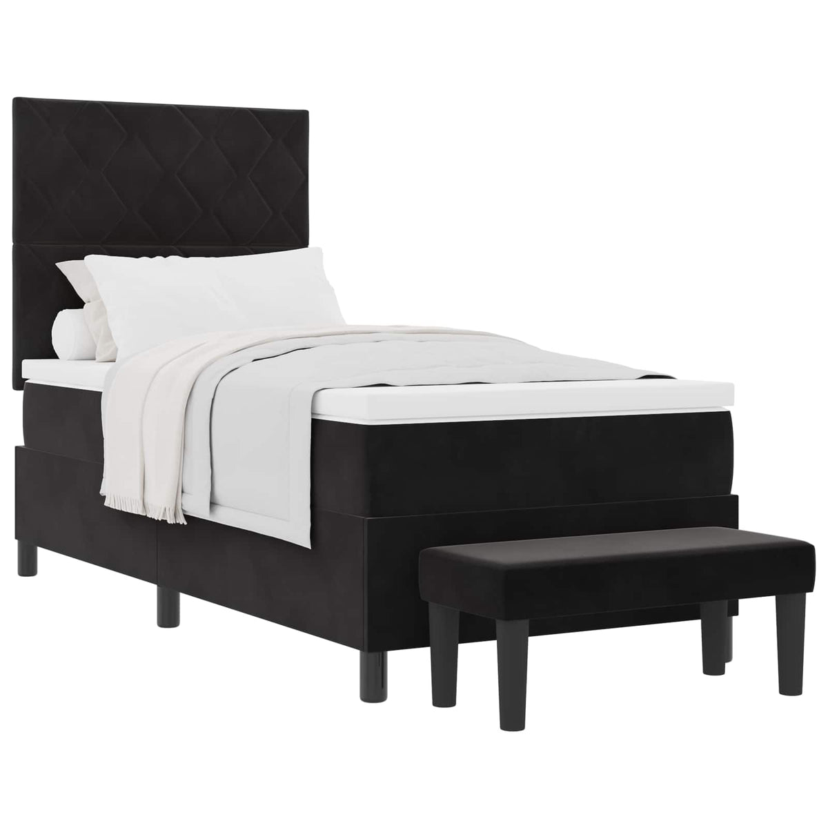 Letto a molle con testiera Nero 200 x 100 cm Velluto