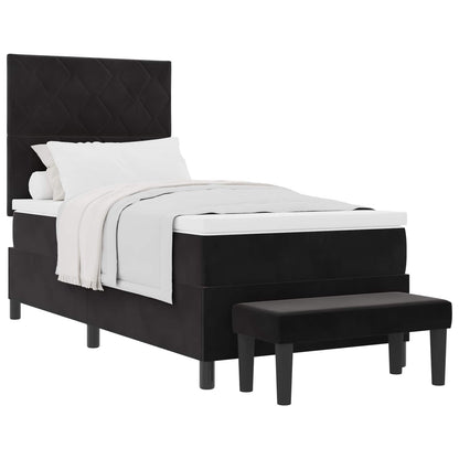 Letto a molle con testiera Nero 200 x 100 cm Velluto