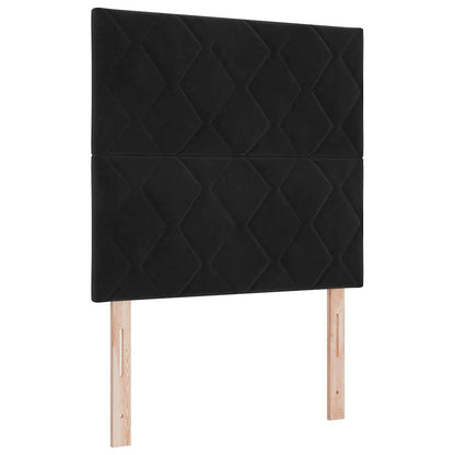 Letto a molle con materasso Nero 100 x 200 cm Velluto