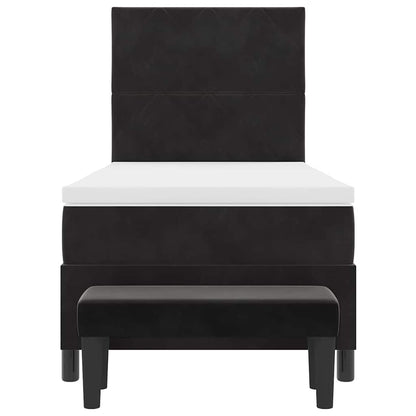 Letto a molle con materasso Nero 100 x 200 cm Velluto