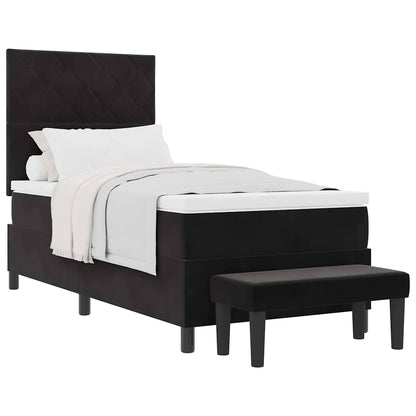 Letto a molle con materasso Nero 100 x 200 cm Velluto