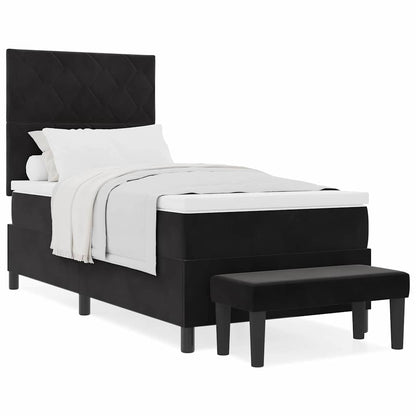 Letto a molle con materasso Nero 100 x 200 cm Velluto