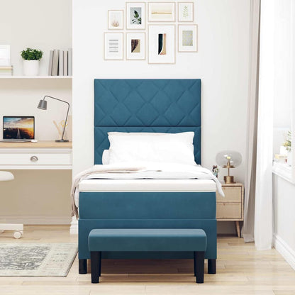 Letto a molle con materasso Blu scuro 100 x 200 cm Velluto