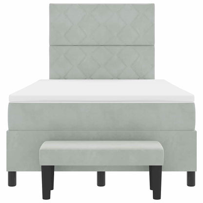 Letto a molle con materasso Grigio chiaro 120 x 190 cm Velluto - homemem39