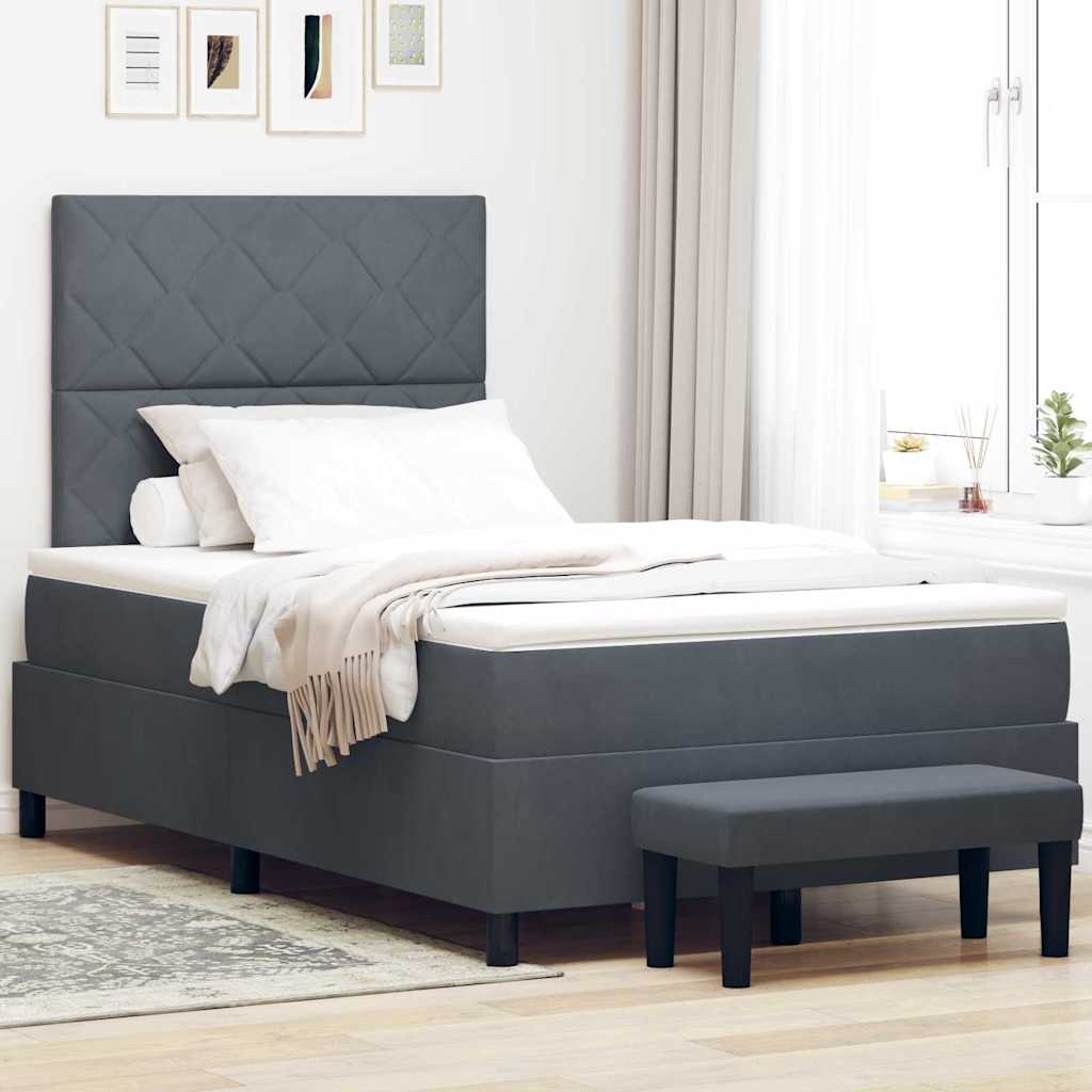 Letto a molle con materasso Grigio scuro 120 x 190 cm Velluto - homemem39
