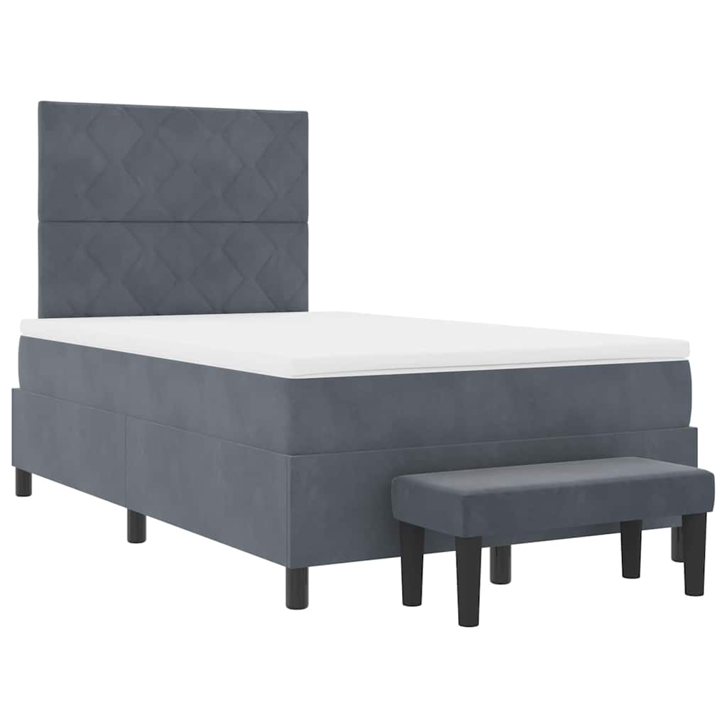 Letto a molle con materasso Grigio scuro 120 x 190 cm Velluto - homemem39