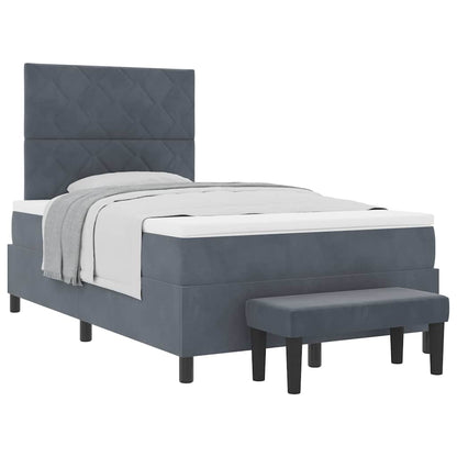 Letto a molle con materasso Grigio scuro 120 x 190 cm Velluto - homemem39