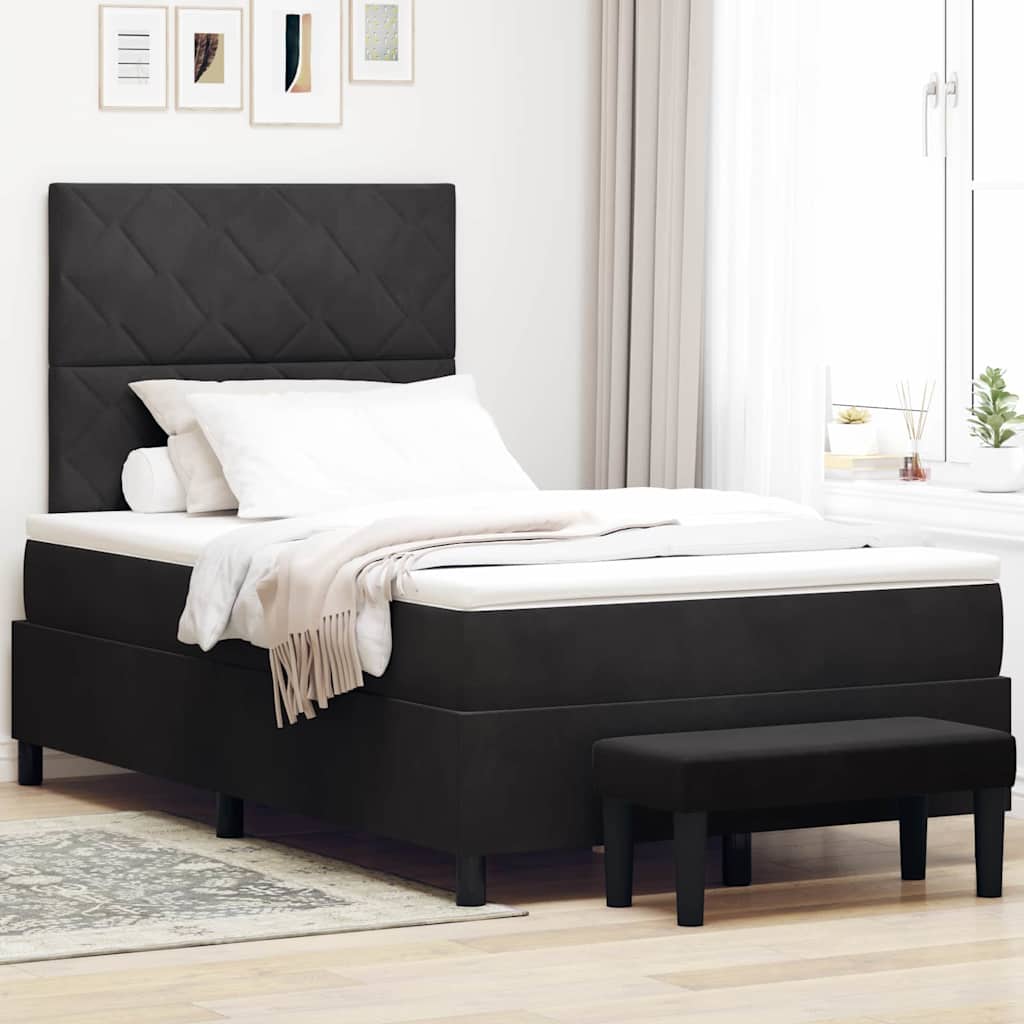 Letto a molle con materasso Nero 120 x 190 cm Velluto - homemem39