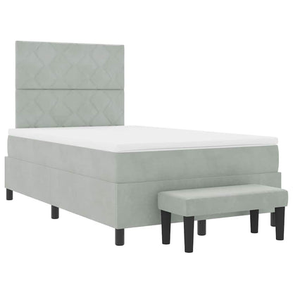 Letto a molle con materasso Grigio chiaro 120 x 200 cm Velluto - homemem39
