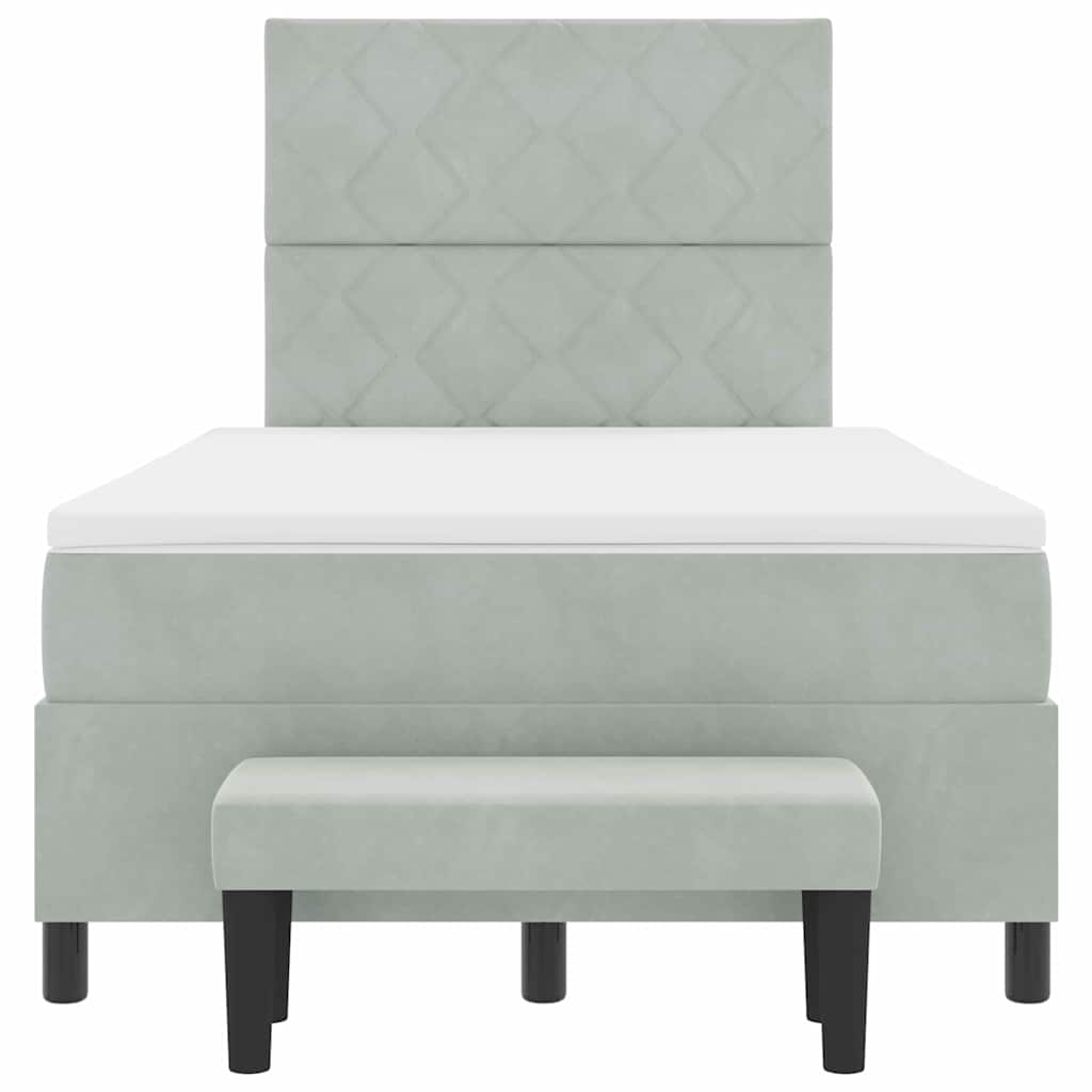Letto a molle con materasso Grigio chiaro 120 x 200 cm Velluto - homemem39