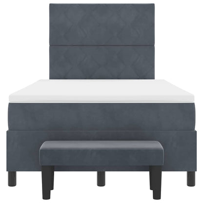 Letto a molle con materasso Grigio scuro 120 x 200 cm Velluto
