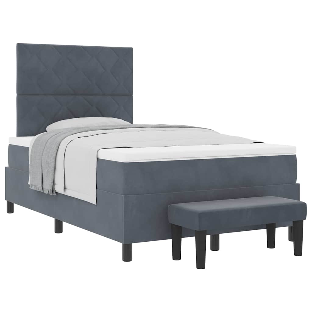 Letto a molle con materasso Grigio scuro 120 x 200 cm Velluto - homemem39
