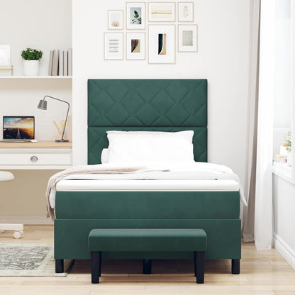 Letto a molle con materasso Verde scuro 120 x 200 cm Velluto