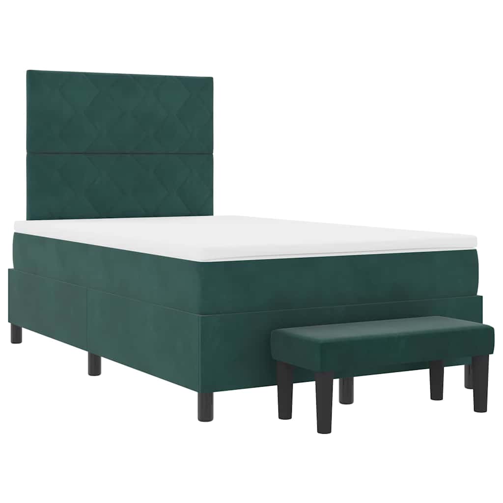 Letto a molle con materasso Verde scuro 120 x 200 cm Velluto