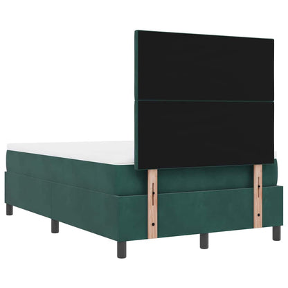 Letto a molle con materasso Verde scuro 120 x 200 cm Velluto