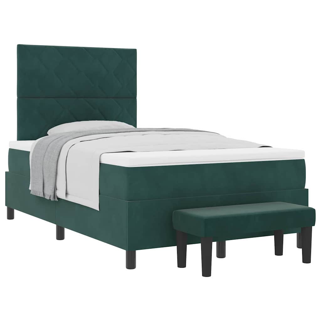 Letto a molle con materasso Verde scuro 120 x 200 cm Velluto