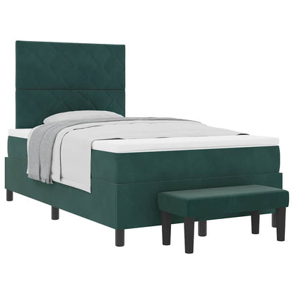 Letto a molle con materasso Verde scuro 120 x 200 cm Velluto