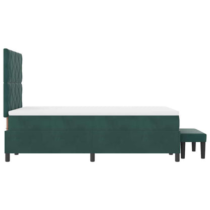 Letto a molle con materasso Verde scuro 120 x 200 cm Velluto