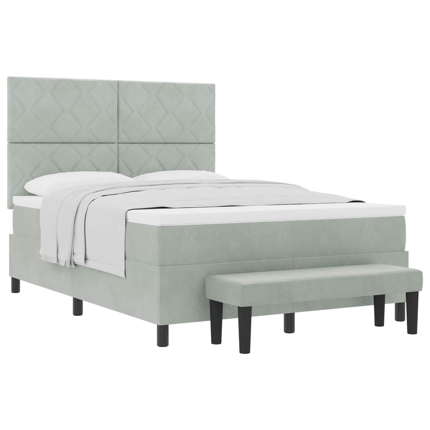Letto a molle con materasso Grigio chiaro 140 x 190 cm Velluto