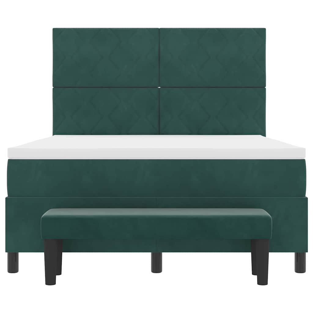 Letto a molle con testiera Verde Scuro 190 x 140 cm Velluto | homemem39