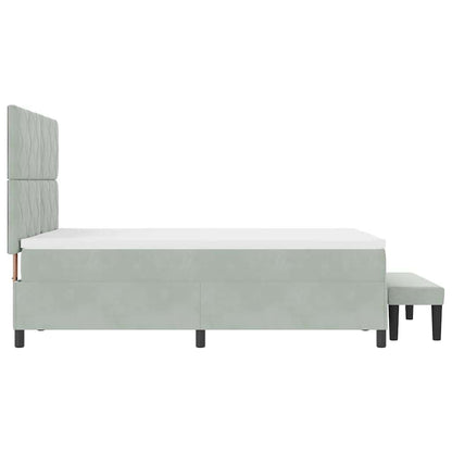 Letto a molle con materasso Grigio chiaro 140 x 200 cm Velluto - homemem39